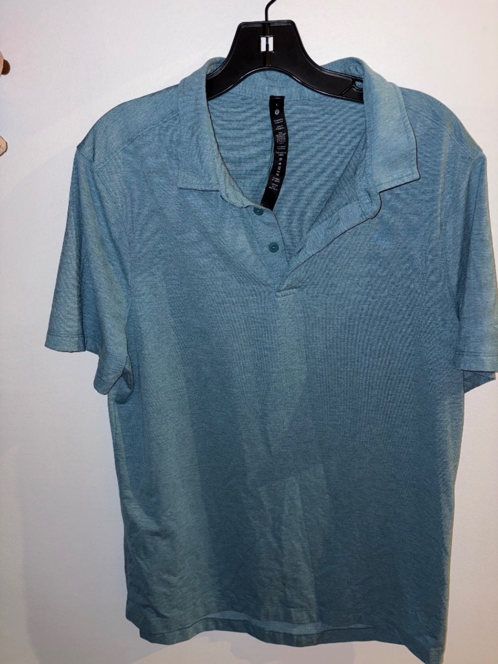 Lululemon Evolution Short Sleeve Polo Shirt Teal Blue Green Mens Large L